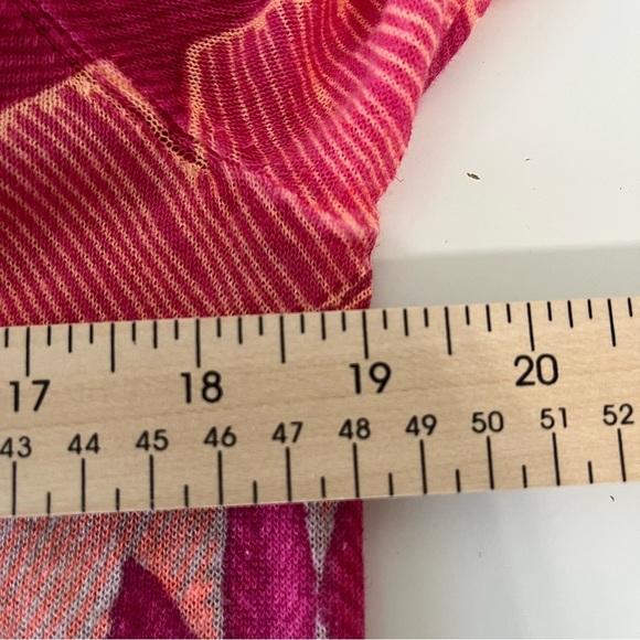 Chicos Orange Pink Floral 3/4 Sleeve Open Sweater - Picture 13 of 14